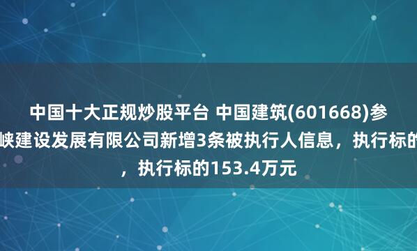 中国十大正规炒股平台 中国建筑(601668)参股的中建海峡建设发展有限公司新增3条被执行人信息，执行标的153.4万元